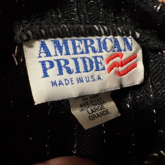 Vintage American Pride Black Metallic Lurex Ribbed Mock Neck Sweater Women’s Lar - Picture 6 of 6
